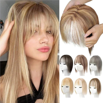 Natural Hair Toppers with Bangs for Women