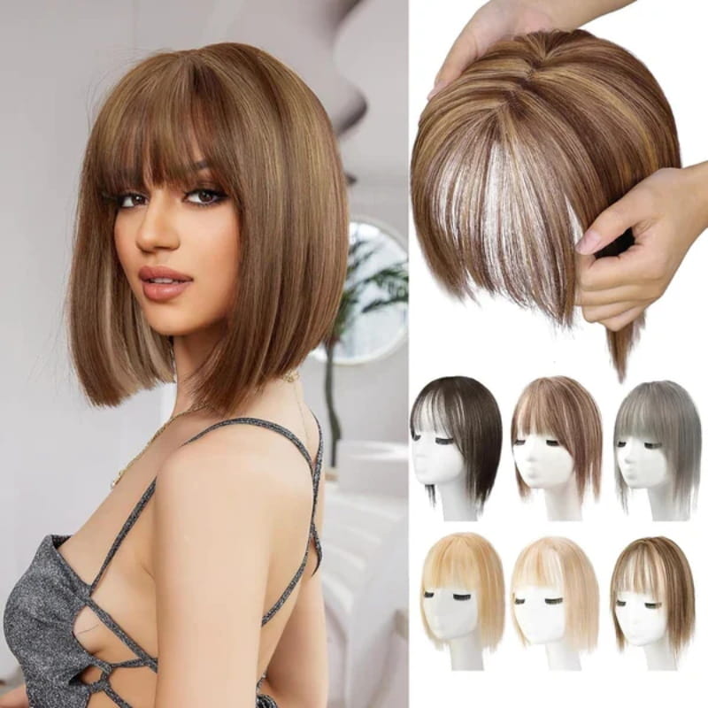 Natural Hair Toppers with Bangs for Women