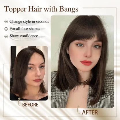 Natural Hair Toppers with Bangs for Women